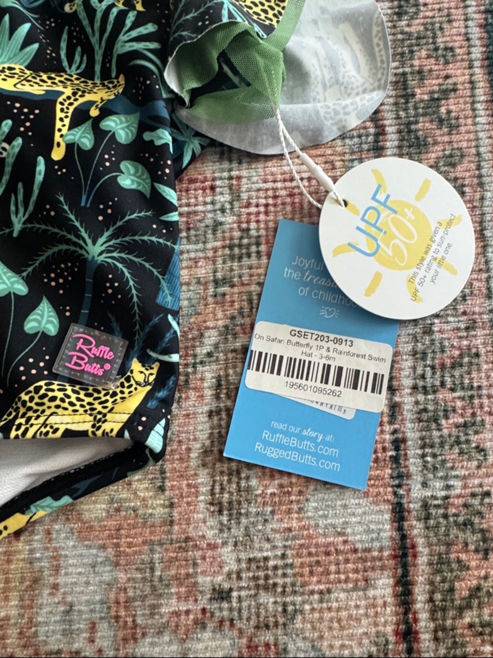 NWT! RuffleButts Leopard Print Girls Swimsuit - Picture 3 of 3